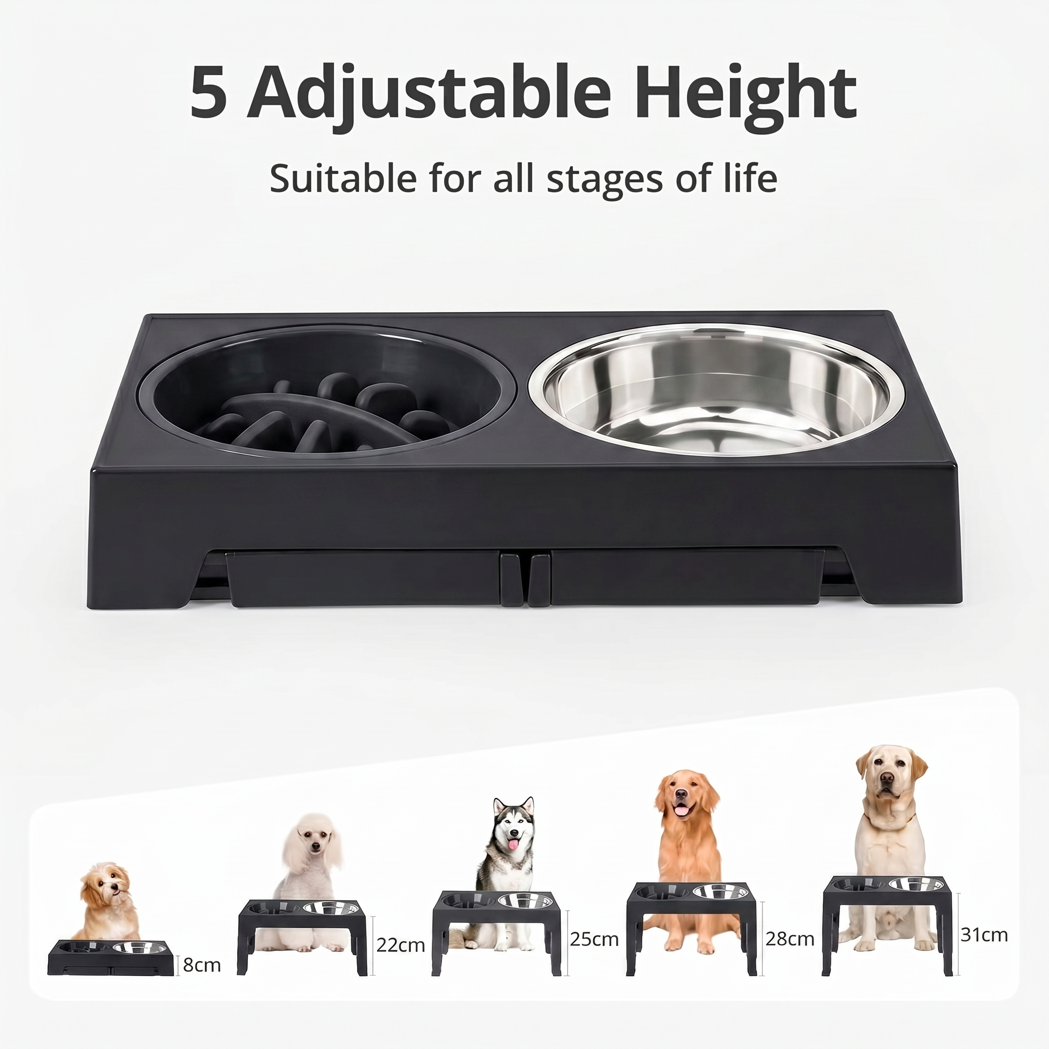 BarkAndMeow Premium Elevated Slow Feeding System For All Breeds