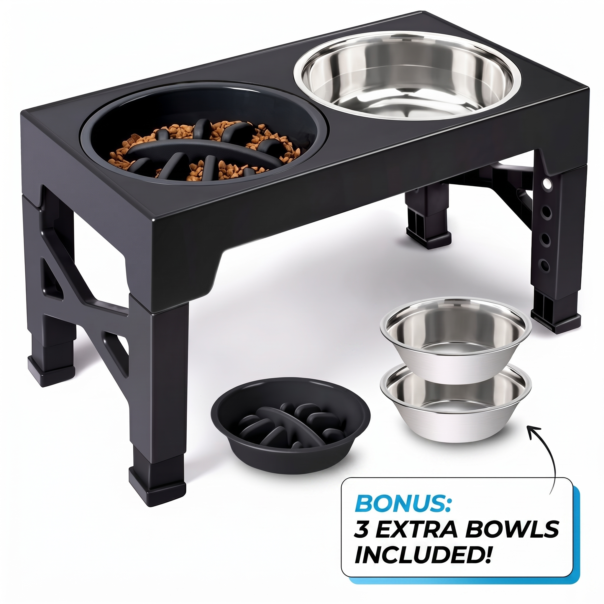 BarkAndMeow Premium Elevated Slow Feeding System For All Breeds